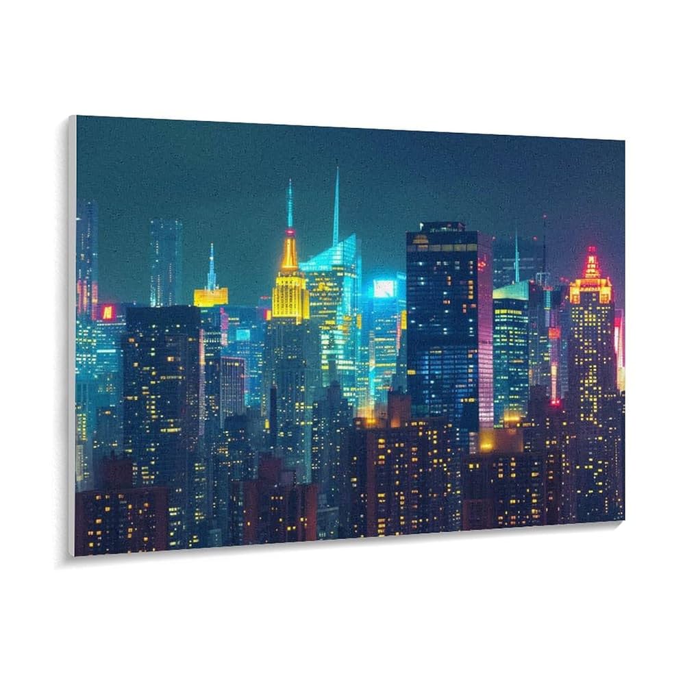 油絵 絵画 【夜景の街】